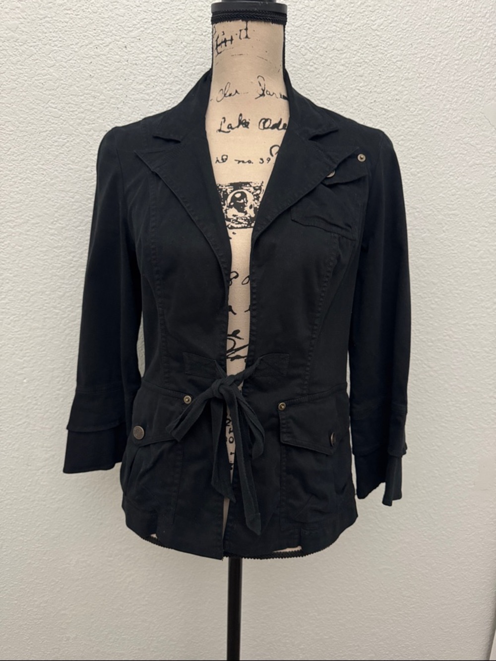XCVI Black Tie Front Utility Blazer Jacket Size Small